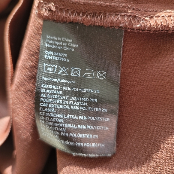 H&M Long Sleeve Button Down Ruched Bodycon Mini Dress Size Medium Brown - Picture 11 of 11